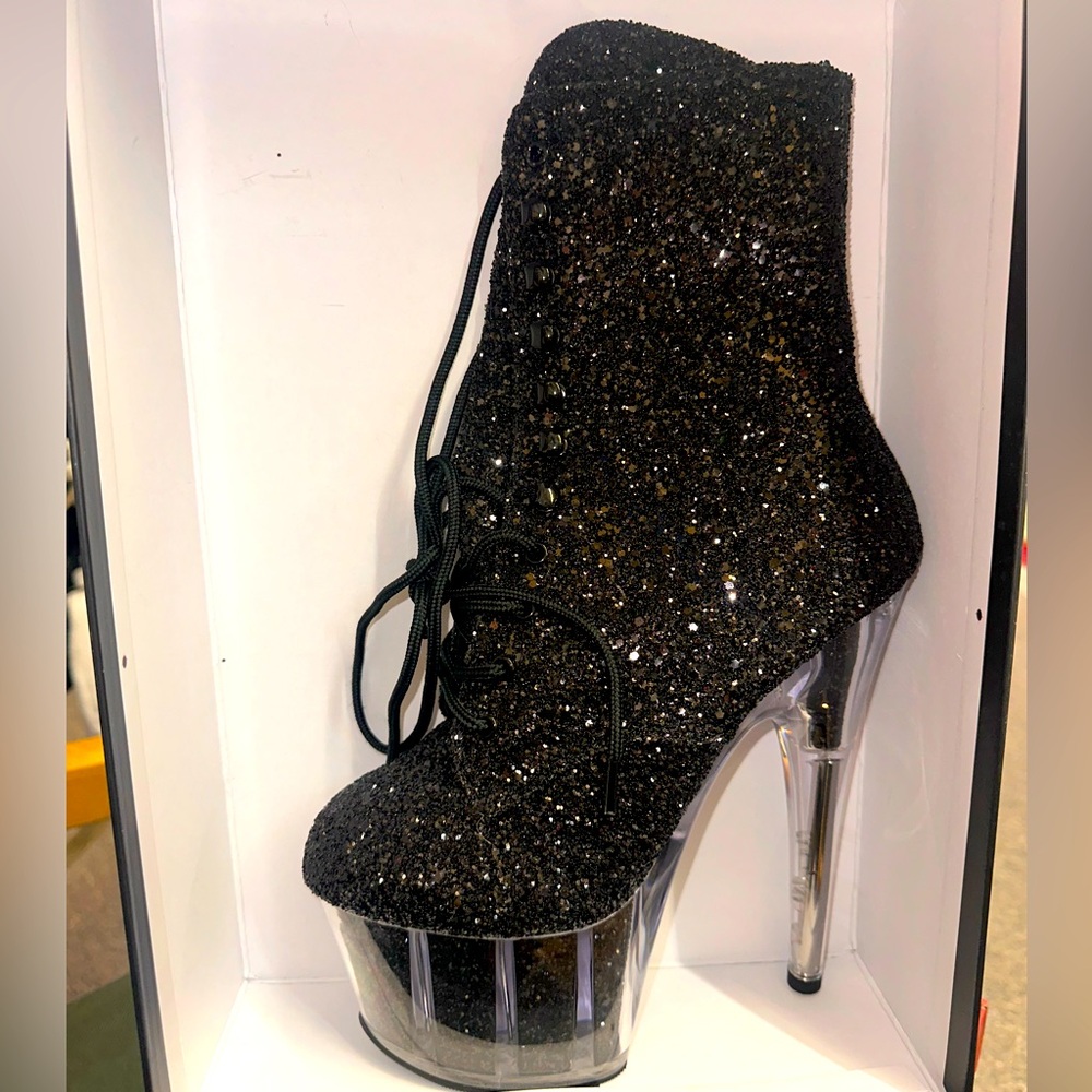 💫 Pleaser Adore-1020GBM Rainbow Glitter Platform Boots – NEW